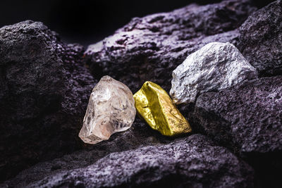 Close-up of stones on rock