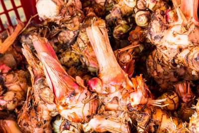 Full frame shot of meat on barbecue