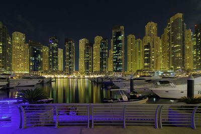 Illuminated cityscape at night