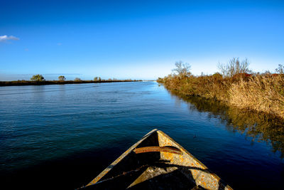 Pontoon bridge float placidly on the river po italy