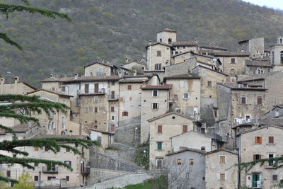 High angle view of buildings in city