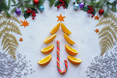 High angle view of christmas tree