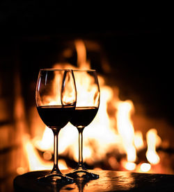 Close-up of wineglass on table