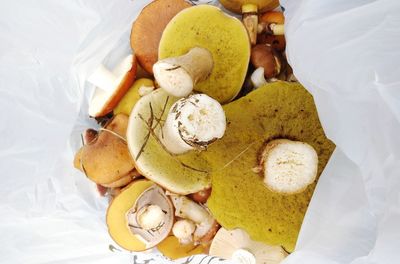 High angle view of food on table