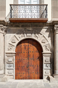 Closed door of old building