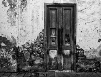 Closed door of old building