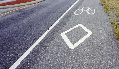 High angle view of bicycle lane