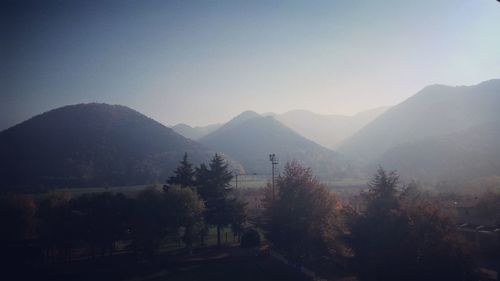 Scenic view of mountains against clear sky