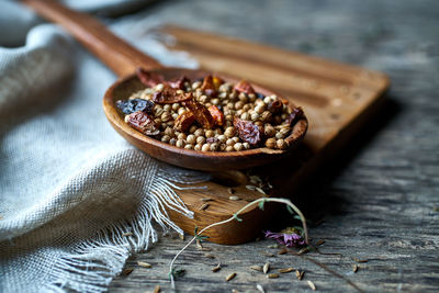 Close-up of breakfast on table