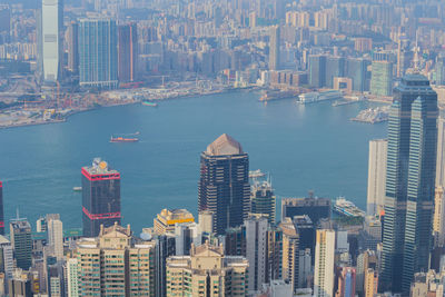 Aerial view of modern buildings in city