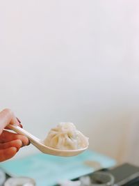 Close-up of hand holding ice cream