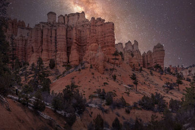 Rock formations at night