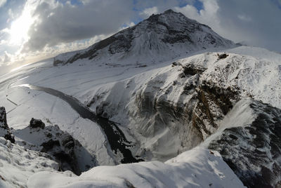 Scenic view of snowcapped mountain