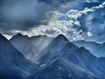 Scenic view of dramatic landscape against sky