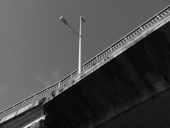 Low angle view of bridge against sky in city