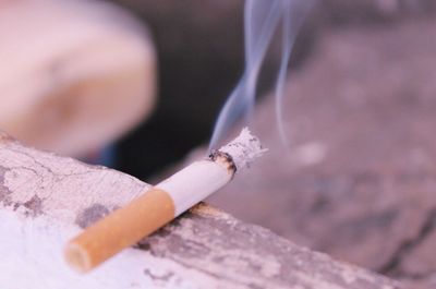 Close-up of cigarette smoking