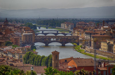 High angle view of bridge over river