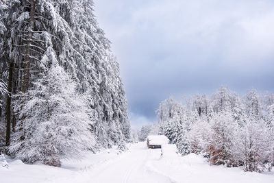 Scenic view of snow covered mountain against sky