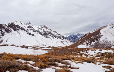 Snow covered mountain against sky, south america 