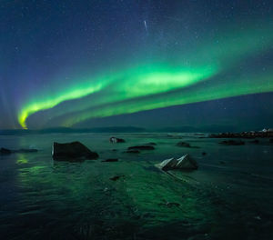 Scenic view of sea against sky at night