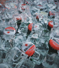 High angle view of plastic for sale in market