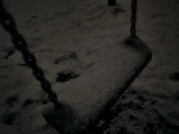 High angle view of snow on field