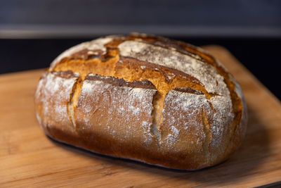 Close-up of bread on cutting board