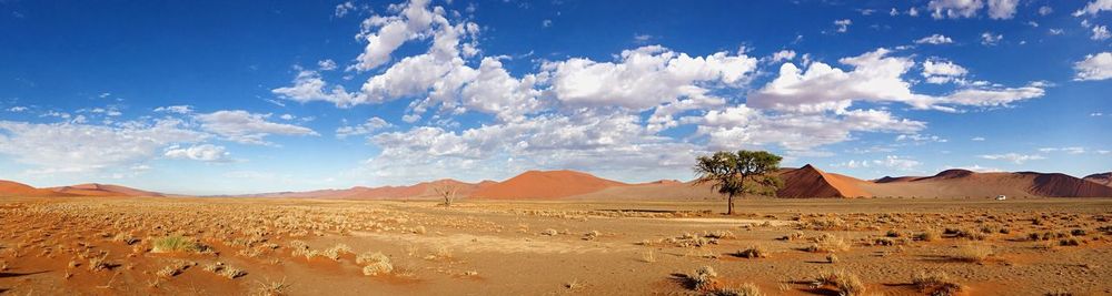 Panoramic view of desert landscape against sky