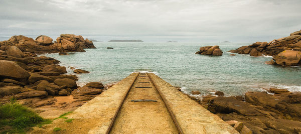 Scenic view of sea against cloudy sky