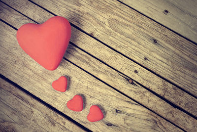 Close-up of heart shape on wooden table