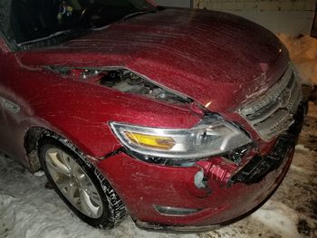 Close-up of red car