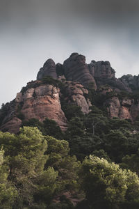 Low angle view of rock formation against sky