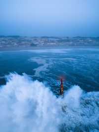 High angle view of sea against sky