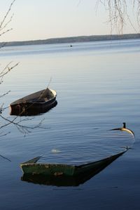 Scenic view of boats in lake