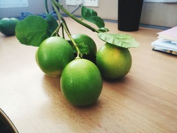 High angle view of apples on table