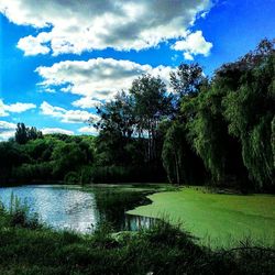 Scenic view of lake against sky