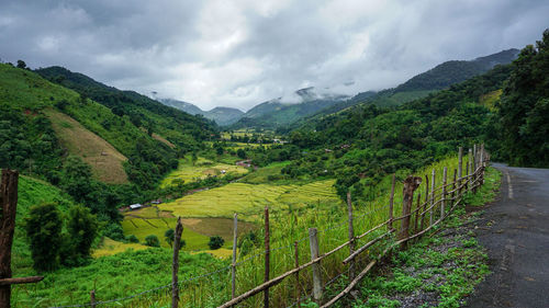 Scenic view of mountains against sky