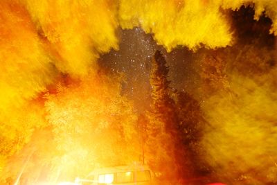 Blurred motion of yellow fire at night