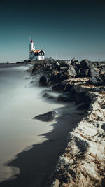 Scenic view of sea against clear sky