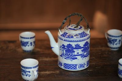 Close-up of tea served on table