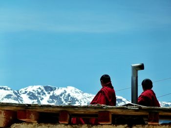 Scenic view of snow covered mountain against sky