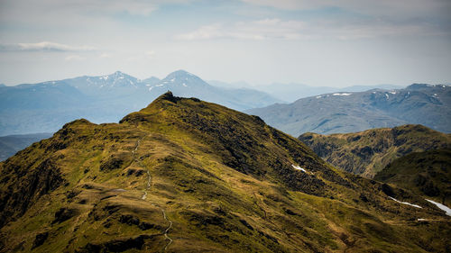 Scenic view of mountains against sky