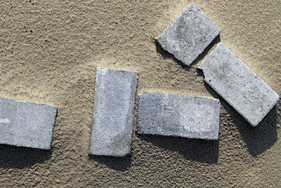 High angle view of stones on ground