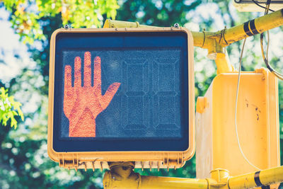 Close-up of road sign 