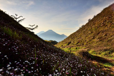 Scenic view of mountains against sky