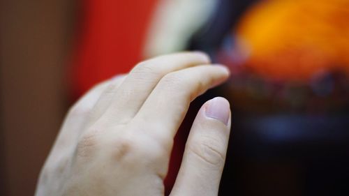 Close-up of woman hand