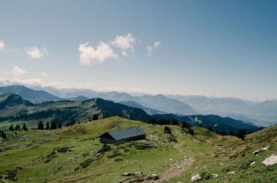 Scenic view of mountains against sky