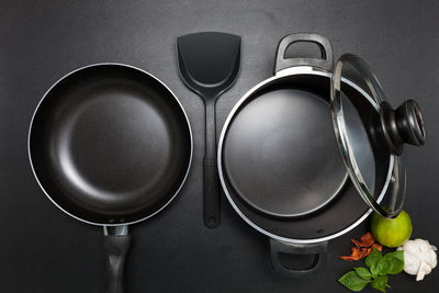 Directly above shot of cooking utensils on table