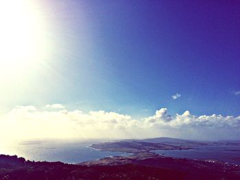 Scenic view of sea against blue sky