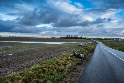 Traffic accident between car and scooter, denmark